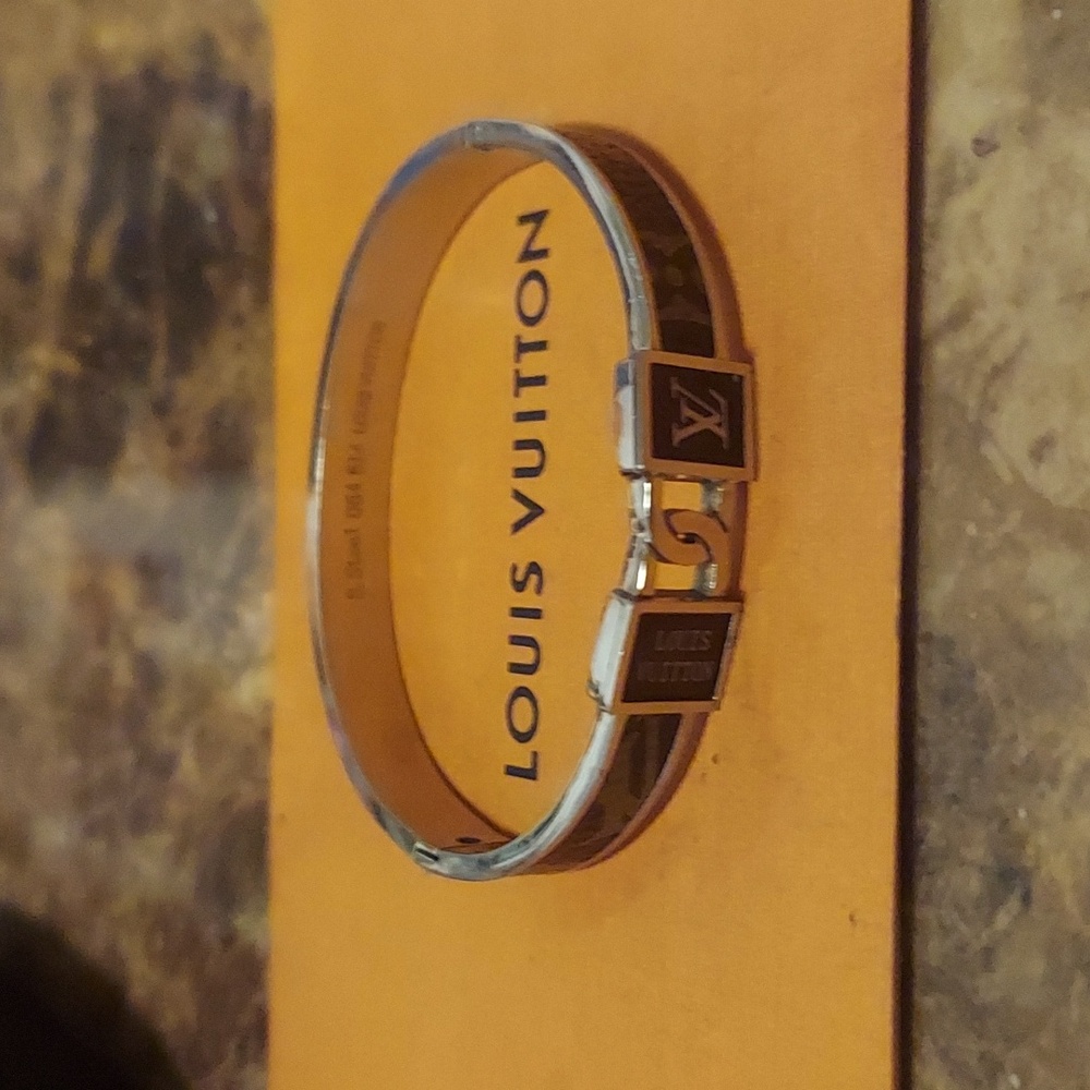 Louis Vuitton Black and Gold Monogram Bracelet